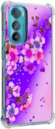 Vista 15 de Funda para Motorola Edge 2022, diseño de flores de mariposa azul, rosa, protección contra caídas, a prueba de golpes, funda protectora de cuerpo