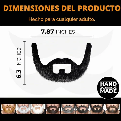 Vista 5 de Mustaches Fake Beard, Self-Adhesive Synthetic Fur Costume Accessory Set Negro lustroso
