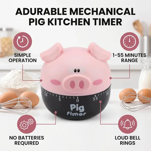 Vista 4 de Precioso Cerdito Lindo Animal 55 Minutos Mini Temporizador De Cocina Para Horario De Cocción