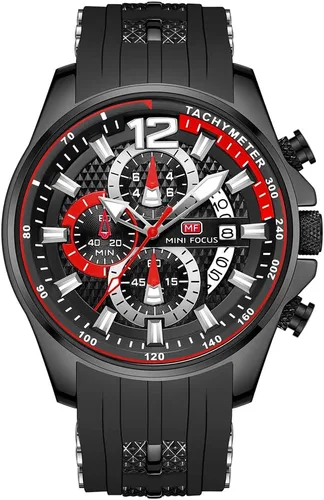 Vista 3 de KXAITO Relojes para hombre, reloj cronógrafo deportivo militar, resistente al agua, correa de cuero de silicona luminosa, relojes casuales