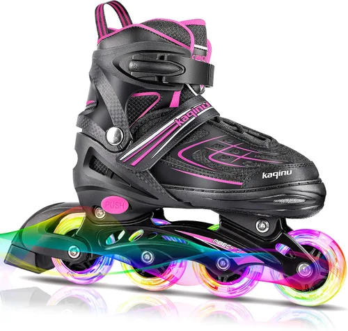 Vista 8 de Patines en línea ajustables, patines en línea para exterior con ruedas completamente iluminadas para niños y adultos, mujeres, niñas y niños