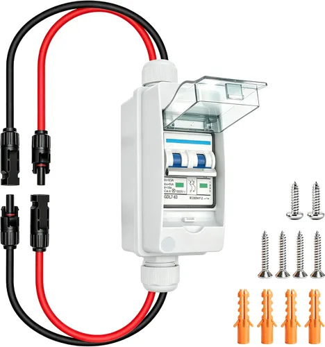 Vista 8 de Caja del combinador del picovoltio de 4 cuerdas, prenda impermeable plástica IP65, fusible 15A y disyuntor 63A