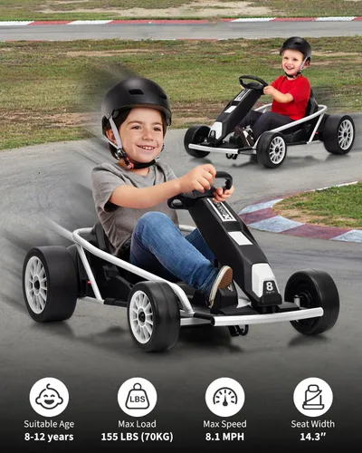 Vista 34 de Go Kart alimentado por batería de 24 V para niños de 8 a 15 años Azul