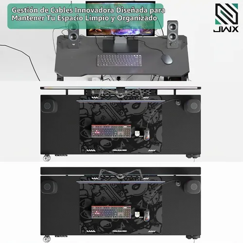 Vista 7 de JWX Escritorio para juegos de pie de 4 patas con motor dual de 71 pulgadas