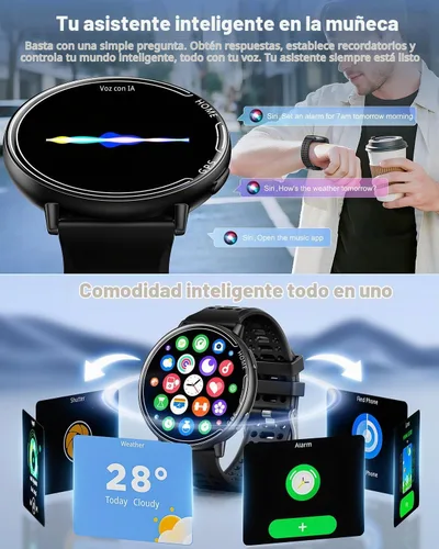 Vista 6 de Relojes inteligentes con GPS para hombre, reloj inteligente con pantalla AMOLED de 1.39 pulgadas, llamada Bluetooth/más de 100 modos