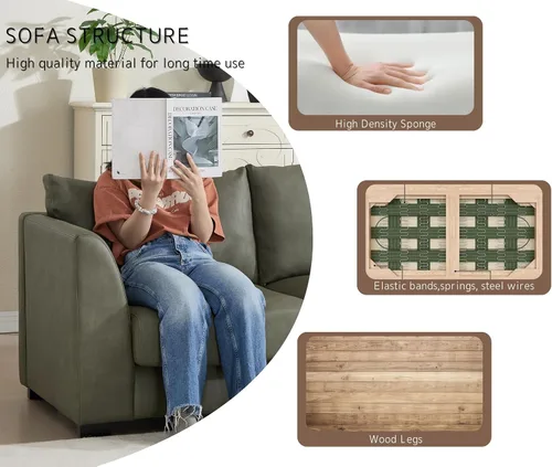 Vista 6 de EALSON Sofá modular seccional asiento medio sofá modular de cuero sintético Asiento individual pieza seccional con funda extraíble verde verde