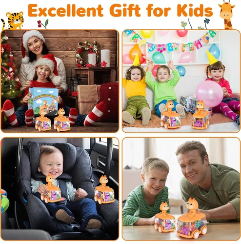 Vista 6 de ShinySong Coches de juguete para bebés, auto de prensa y marcha para niños pequeños, juguetes iluminados, regalos de cumpleaños para niños y niñas