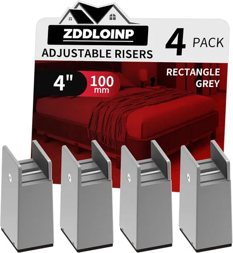 Vista 10 de Elevadores de cama con abrazadera de tornillo ajustable, se adapta a grosor de marco de muebles de 0 a 1.5 pulgadas, elevación en altura de 2