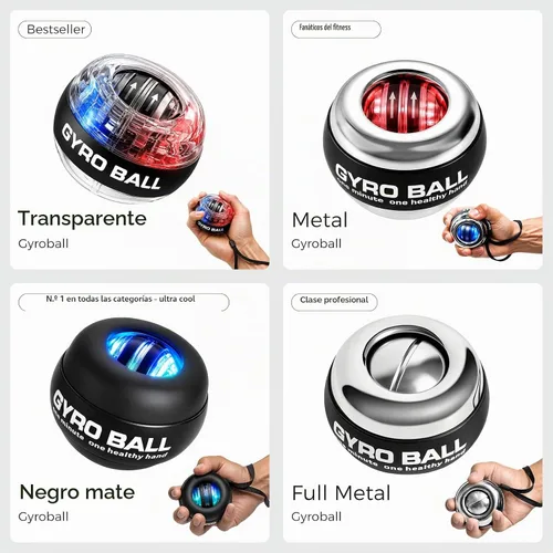 Vista 10 de Gyroball ejercitador de muñeca bola de arranque automático 5 niveles de resistencia control de luz giroscópico antebrazo entrenador brazo