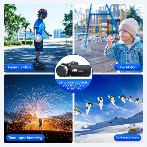 Vista 6 de Videocámara 4K Videocámara 42MP YouTube Vlogging Cámara 18X Zoom Digital Cámara web 3.0 pulgadas Pantalla de rotación de 270 grados Videocámaras