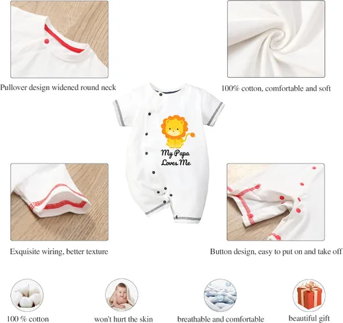 Vista 2 de Trajes de algodón para recién nacido, ropa de bebé niño lindo león, unisex, divertido bebé niña bebé 0-24 meses, Azul