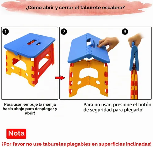 Vista 7 de Taburete plegable para niños pequeños lavabo de baño – Bloqueo de seguridad a estable (1 paquete = rojo + azul)