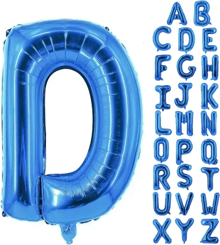 Vista 70 de Globos de letras azules de 40 pulgadas, globo grande del alfabeto de aluminio de Mylar para decoración de cumpleaños, boda, aniversario, graduación