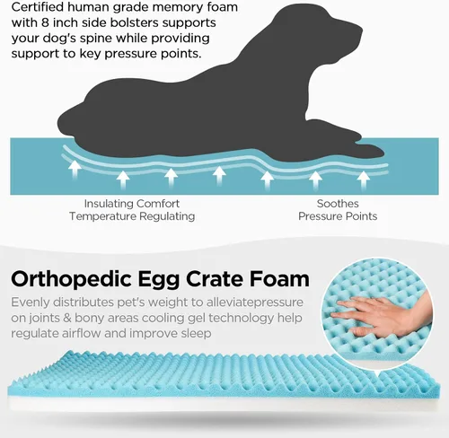 Vista 5 de ATIFBOP Cama ortopédica para perro, sofá de espuma viscoelástica para perro con funda extraíble, gel energético refrescante, cama para mascotas