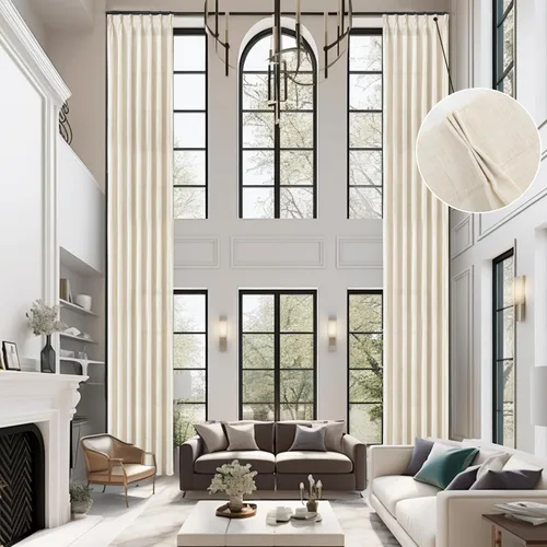 Vista 12 de DriftAway Cortinas plisadas de lino semitransparentes con textura de casa de campo sólidas y rústicas modernas para sala de estar y dormitorio, 2