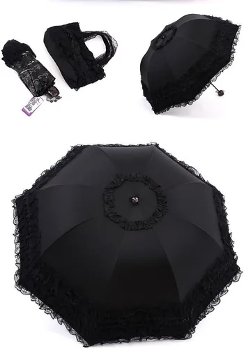 Vista 4 de Honeystore Paraguas plegable a prueba de rayos ultravioleta Princess Lace Parasol con cúpula anti-UV