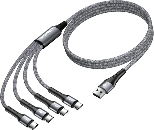 Vista 9 de SIQIWO Cable multiUSB C de carga rápida, [paquete de 4 pies/2] QC 3.0 (3A), cable divisor USB C, cable de carga 4 en 1 con 4 puertos tipo C
