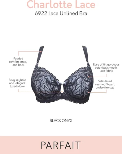 Vista 4 de PARFAIT Charlotte Lace 6922 - Brasier de encaje sin forro para mujer Negro Onyx
