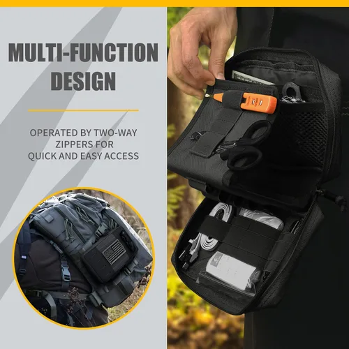 Vista 5 de bvya Bolsa táctica EDC para uso general, bolsa de administración Molle, organizador de herramientas horizontal, bolsa multiusos, funda de mapa