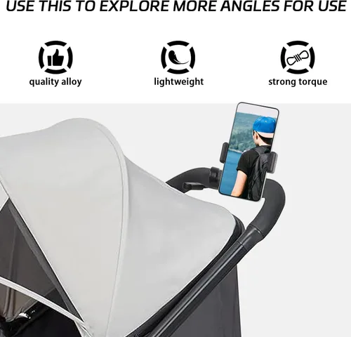 Vista 3 de Soporte de teléfono para cochecito portátil, flexible, soporte para teléfono celular, soporte ajustable de cuello de cisne para teléfono, soporte