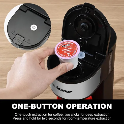 Vista 9 de Ranbomer Cafetera K Cup, cafetera de una sola porción o máquina de café molido 2 en 1, tamaños de preparación de 6 a 14 onzas, mini cafetera de una