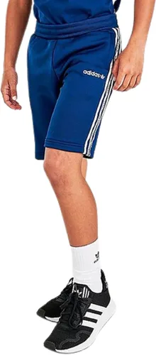 Vista 2 de adidas Originals Pantalones cortos deportivos de 3 rayas con micro cinta para niños (L, azul marino universitarioblanco), Azul marinoBlanco-azul