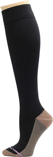 Vista 2 de Dr. Motion Calcetines terapéuticos de compresión graduados con infusión de cobre para mujer, banda no vinculante, costura lisa en los dedos, 4 pares