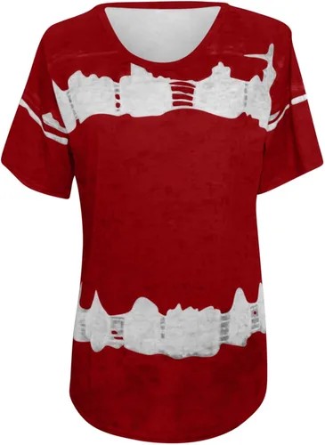 Vista 4 de ZZWXWA Shirts for Women Casual Short Sleeve Tunic Blouses Plus Size Pullover Basic T-Shirts Crewneck Tie-Dye Printing Shirt