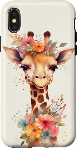 Vista 5 de Cute Giraffe with Flowers Giraffe Floral Case for iPhone 17
