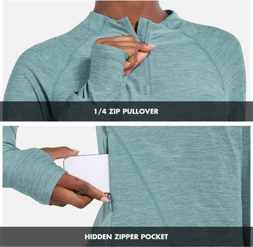 Vista 5 de BALEAF Camisas de secado rápido para mujer, manga larga, para correr, senderismo, entrenamiento, UPF50+ SPF