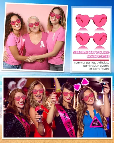 Vista 5 de Frienda 20 Pairs Heart Shaped Sunglasses Rimless Candy Color Glasses for Women Men Party Favor