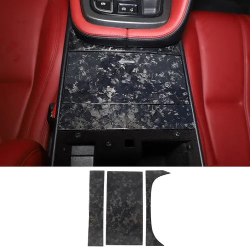 Vista 10 de Daeiclru Caja de almacenamiento de control central de fibra de carbono real, cubierta de panel compatible con Jaguar F-Type 2013-2022, consolas Negro