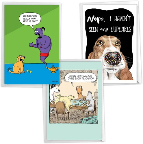 Vista 7 de NobleWorks Surtido de 3 tarjetas de felicitación de cumpleaños con sobres (3 diseños, 1 cada uno) Cat Laughs VC2805BDG-C1x3