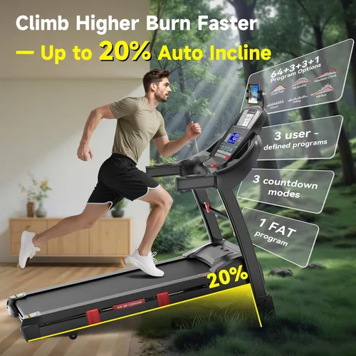 Vista 3 de Cinta de correr plegable de 400 libras de capacidad con ventilador, cinta