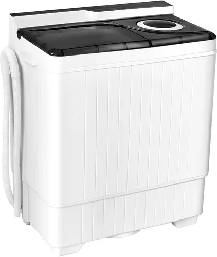 Vista 10 de Giantex Lavadora semiautomática, lavadora de doble tina con secadora de centrifugado, capacidad de 26 libras, bomba de drenaje integrada, lavadora
