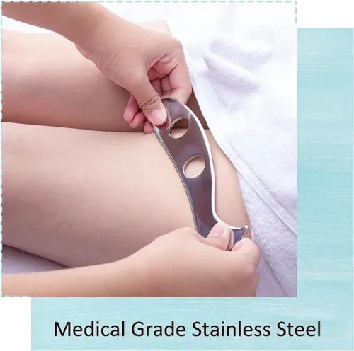 Vista 6 de wuyaoyao Herramienta de raspado Gua Sha, herramienta de masaje de terapia de acero inoxidable, drenaje linfático Gua Sha Junta para anticelulitis