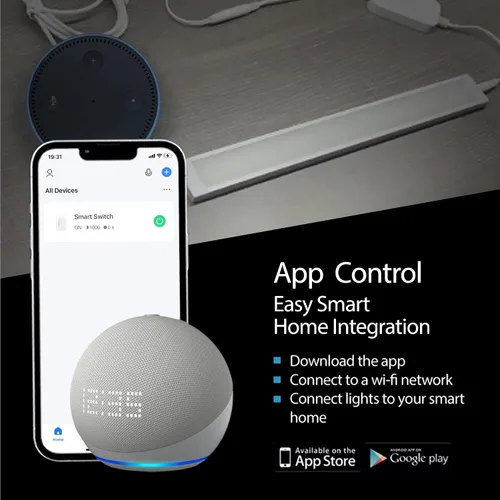 Vista 4 de EShine Paquete de 3 luces LED regulables inteligentes negras de 7 pulgadas para debajo del gabinete, compatible con Alexa, Google, blanco cálido