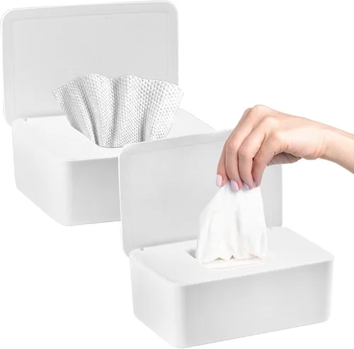 Vista 8 de 1 dispensador de toallitas para pañales, contenedor de toallitas recargable, recipiente con tapa de diseño de sellado, mantiene las toallitas Negro