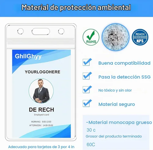 Vista 6 de Paquete de 6 soportes extra gruesos para tarjetas de identificación, duraderos y sellables, impermeables, verticales, fundas de plástico PVC