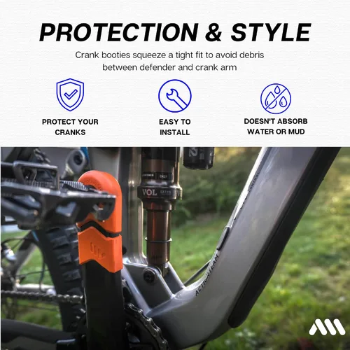 Vista 2 de Protección de Botas de Bielas para Bicicleta de Montaña y Gravel - 4 Piezas de Funda Protectora de Bielas para Brazos de Bicicleta - Protección