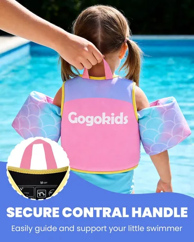 Vista 5 de Gogokids Chaleco de natación para bebé, flotadores para niños de 33-66 libras, chaqueta de natación para niños con alas de agua para niños de 2 3 4