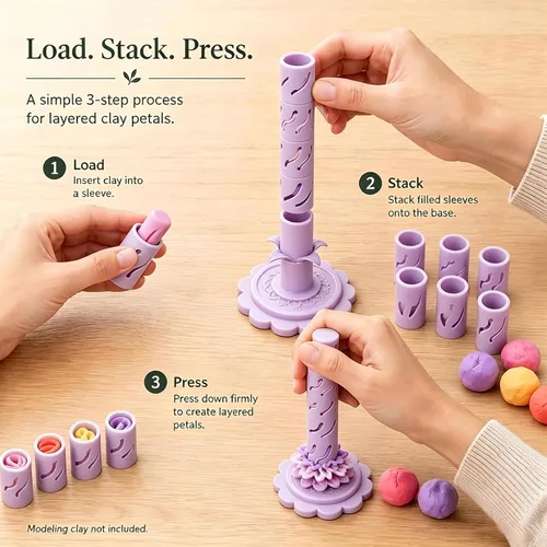 Vista 4 de Modular Clay Bloom Maker, Reusable Press Mold for Polymer and Clay Purple