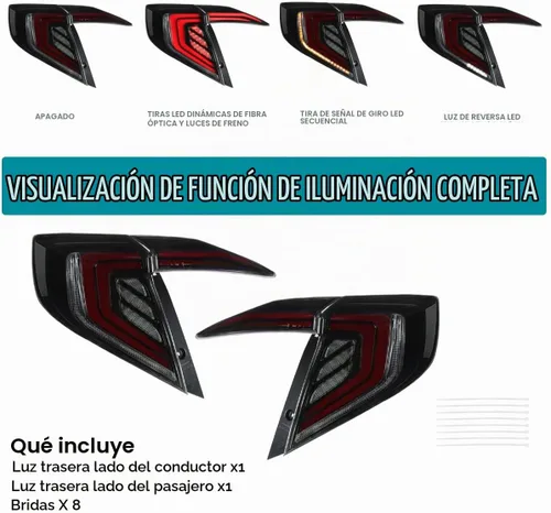 Vista 7 de SPEC-D TUNING Luces traseras brillantes de humo negro con barras LED rojas, señal de giro LED secuencial y animación de inicio compatible con Honda