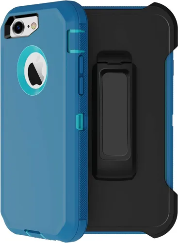 Vista 9 de Funda para iPhone 8 y iPhone 7, resistente, con función atril, protector de pantalla integrado, 4 en 1, fuerte y resistente a prueba de golpes
