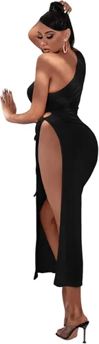 Vista 2 de Verdusa Vestido largo sin mangas con cordón y nudo lateral para mujer