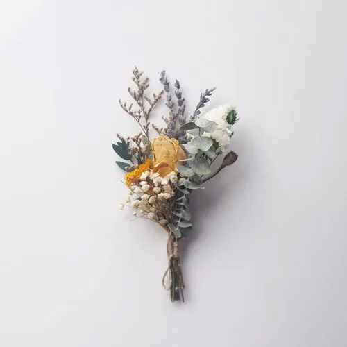 Vista 6 de Mini ramo de flores secas Ramos de rosas secas para buzón de regalo Boutonniere Pastel de flores boho (A)