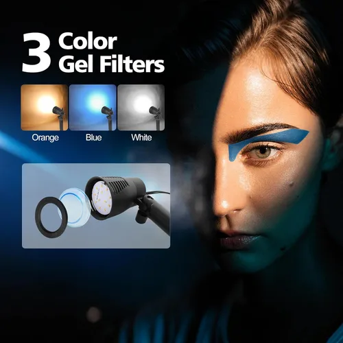 Vista 3 de EMART Luz LED continua para fotografía, foco pequeño portátil para fotografía de joyería, lámpara de iluminación fotográfica de cámara 5500K