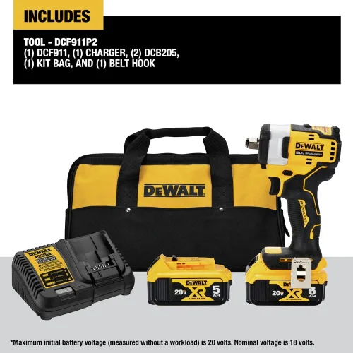 Vista 2 de DEWALT DCF911P2 20V MAX* 1/2 pulg. Llave de impacto inalámbrica con kit de yunque de anillo de retención