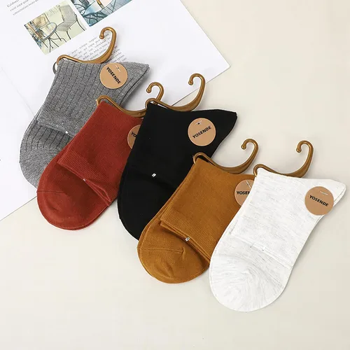 Vista 5 de Calcetines de algodón para mujer, calcetines clásicos de negocios, 5 pares, suaves y cómodos