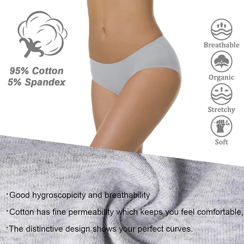 Vista 5 de LALESTE Ropa interior de algodón sin costuras para mujer, calzones invisibles sin línea de bragas, paquete de 6